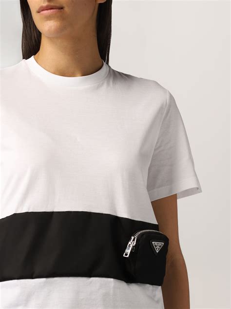 prada women t shirt|prada nylon cold shoulder top.